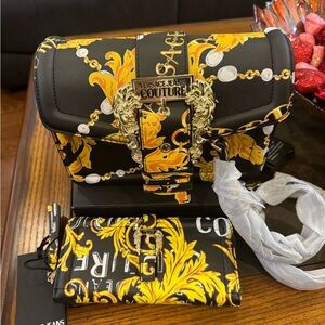 Versace Jeans Collection Black and Yellow Women's Bag & Wallet